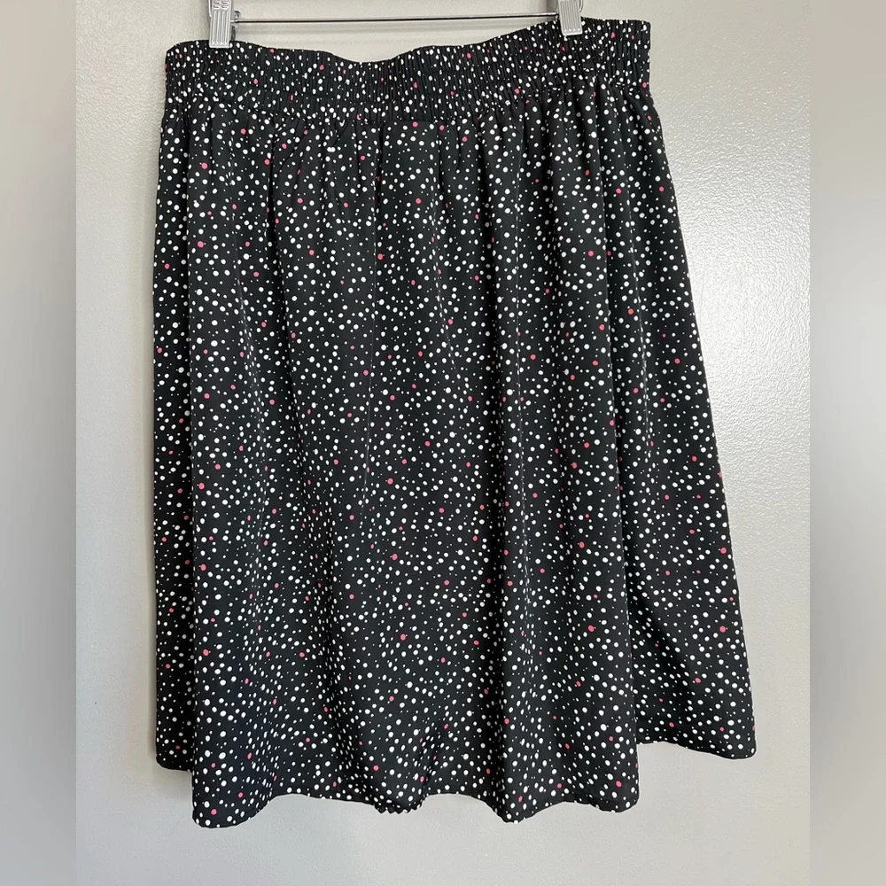 Lane Bryant black polka dot pleated skirt size‎ 16 artsy quirky business casual